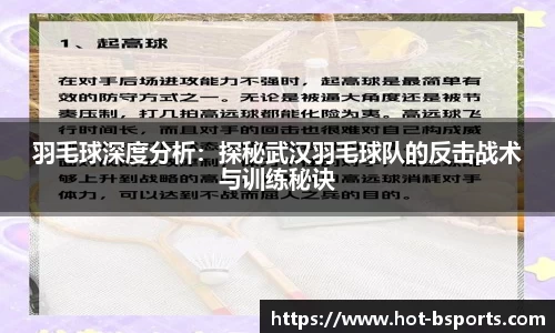 羽毛球深度分析：探秘武汉羽毛球队的反击战术与训练秘诀